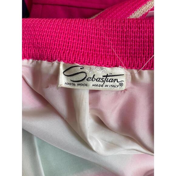 Vintage 1960s Neon Striped Wool Italian Knit Sweater Coat - Picture 7 of 8